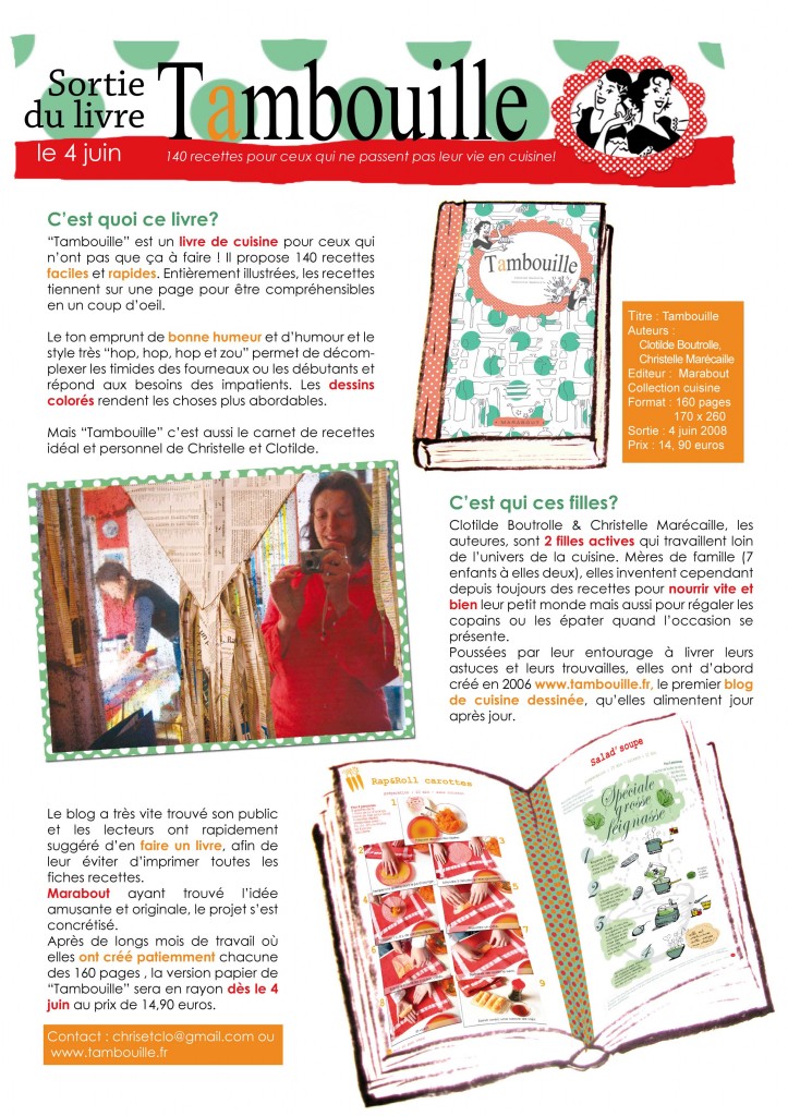 Communiqué de presse Tambouille communiqué de presse, lancment du livre "Tambouille"